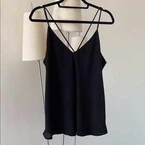 Black strappy V neck tank